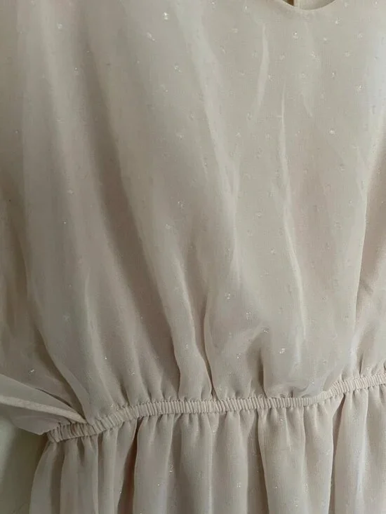 Francesca's Light Pink Dress Size Medium Sheer Sparkle Shimmer - Picture 4 of 9